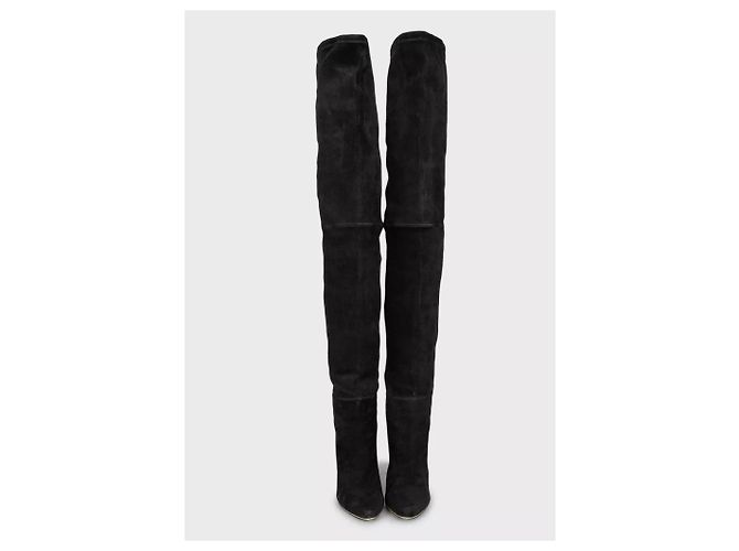 Stivali in suede blu Balmain sopra il ginocchio Taglia 38,5 Usati - vista 2