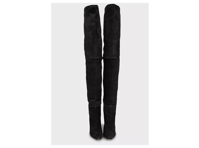 Stivali in suede blu Balmain sopra il ginocchio Taglia 38,5 Usati - vista 3