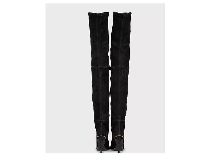 Stivali in suede blu Balmain sopra il ginocchio Taglia 38,5 Usati - vista 5