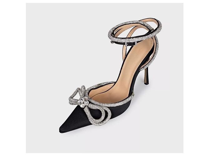 Mach & Mach Silberne Kristall Slingback-Pumps - Größe 39 Gebraucht - Ansicht 3
