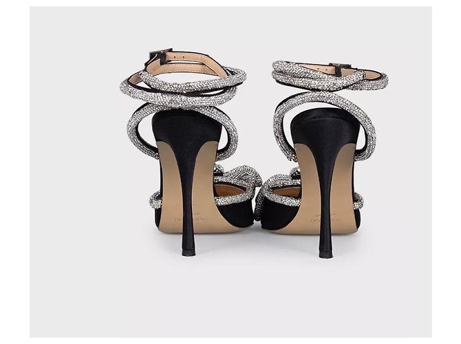 Mach & Mach Silberne Kristall Slingback-Pumps - Größe 39 Gebraucht - Ansicht 4