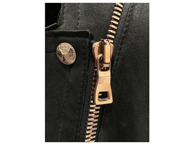 Balmain Grüne Shearling Bikerjacke - Größe 38 Gebraucht - Ansicht 5