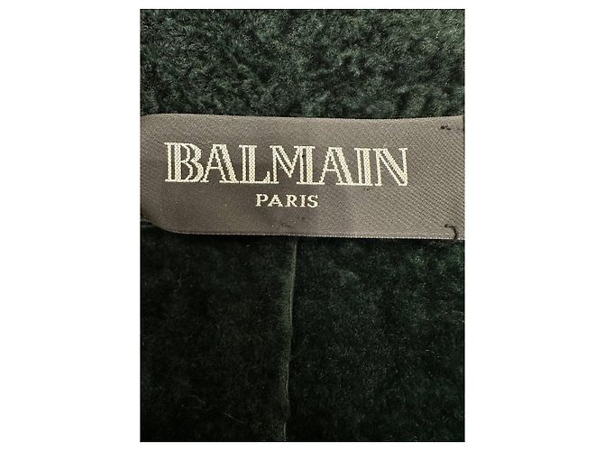 Balmain Grüne Shearling Bikerjacke - Größe 38 Gebraucht - Ansicht 8