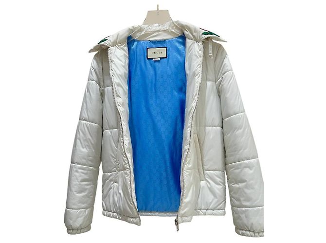 Chaleco puffer Gucci blanco con cuello de rosa - Talla 42 - Usado - vista 4