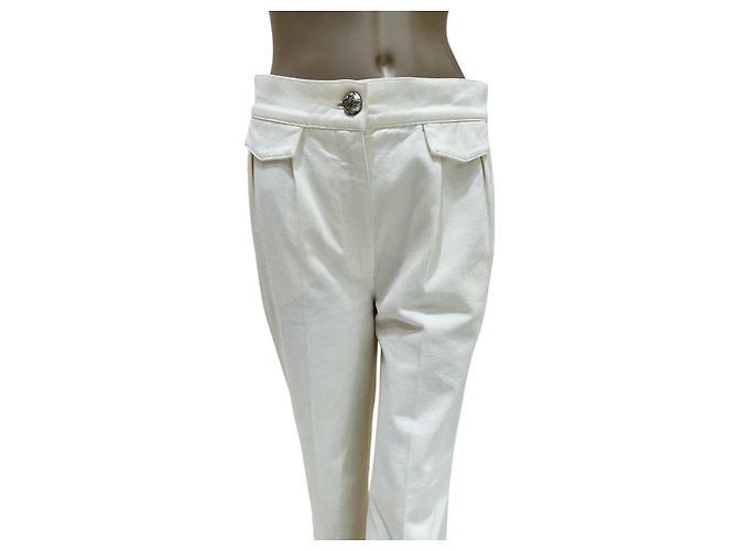 Timeless Pantalones de globalización blancos de algodón Chanel elegantes - Talla 38 - Usado - vista 3