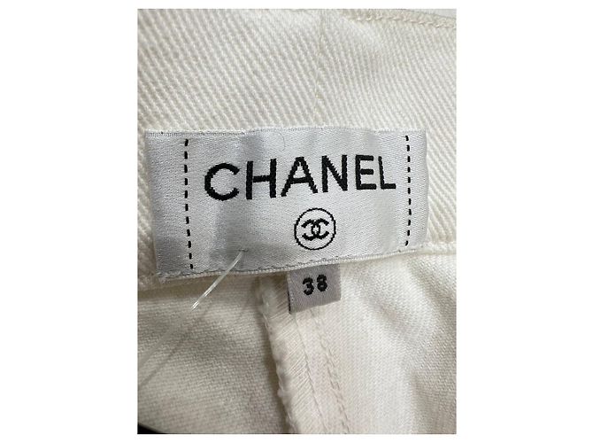 Timeless Pantalones de globalización blancos de algodón Chanel elegantes - Talla 38 - Usado - vista 4