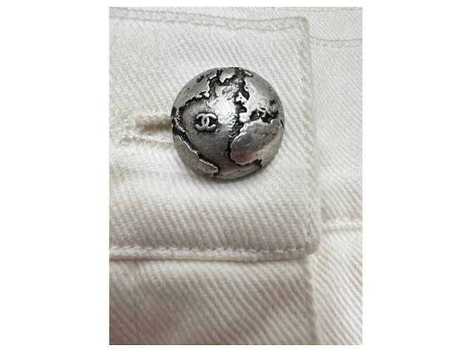 Timeless Pantalones de globalización blancos de algodón Chanel elegantes - Talla 38 - Usado - vista 7