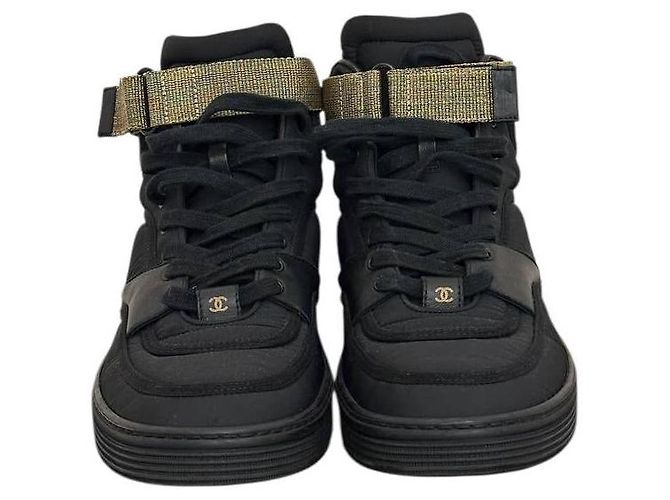 Baskets en nylon avec logo CC entrelacé de Chanel - Taille 40 - D'occasion - vue 3