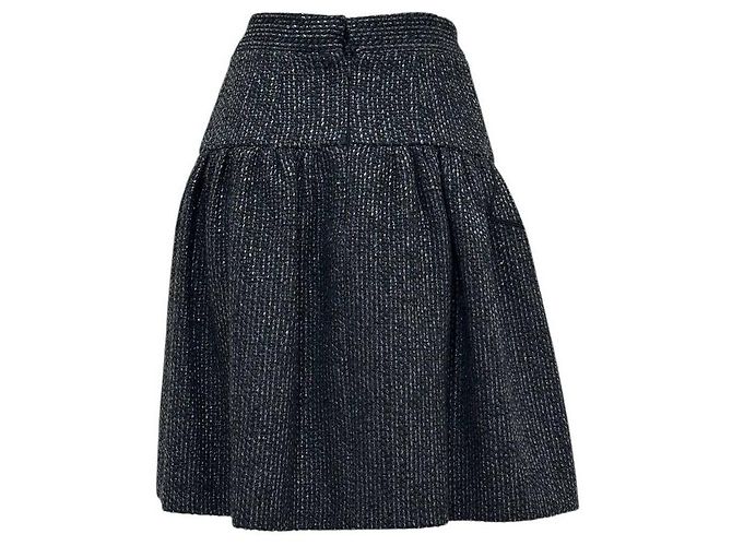 Timeless CHANEL 2014 Schwarzer Tweed Midikilt - Größe 36FR Gebraucht - Ansicht 2