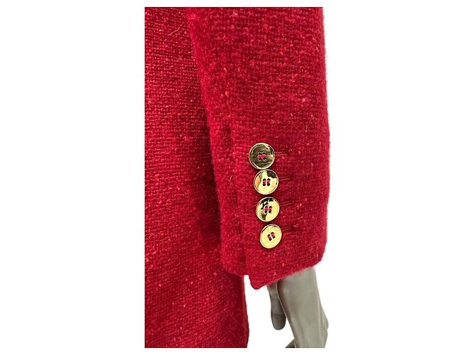 Blazer de tweed rojo de doble botonadura Saint Laurent Talla 40 Usado - vista 6