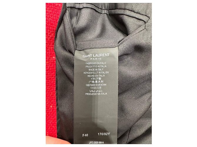 Blazer de tweed rojo de doble botonadura Saint Laurent Talla 40 Usado - vista 8