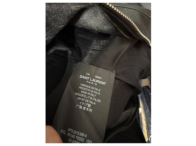 Schwarze Leder-Bikerjacke von Saint Laurent Größe 36/S Gebraucht - Ansicht 6