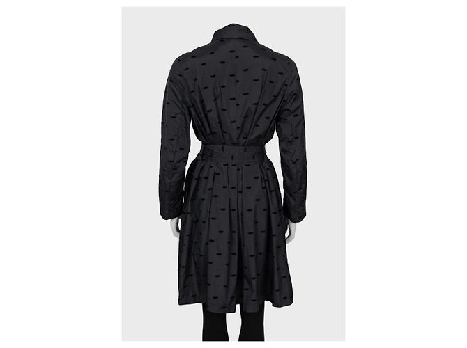 Abrigo trench negro texturizado con cinturón Sonia Rykiel Talla 40/L Usado - vista 3