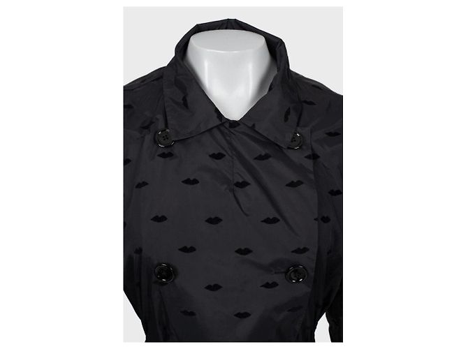 Abrigo trench negro texturizado con cinturón Sonia Rykiel Talla 40/L Usado - vista 4