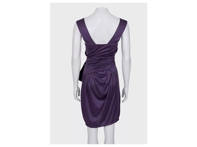 Saint Laurent violettes 100% Seidenkleid mit Gürtel - Größe S Gebraucht - Ansicht 3