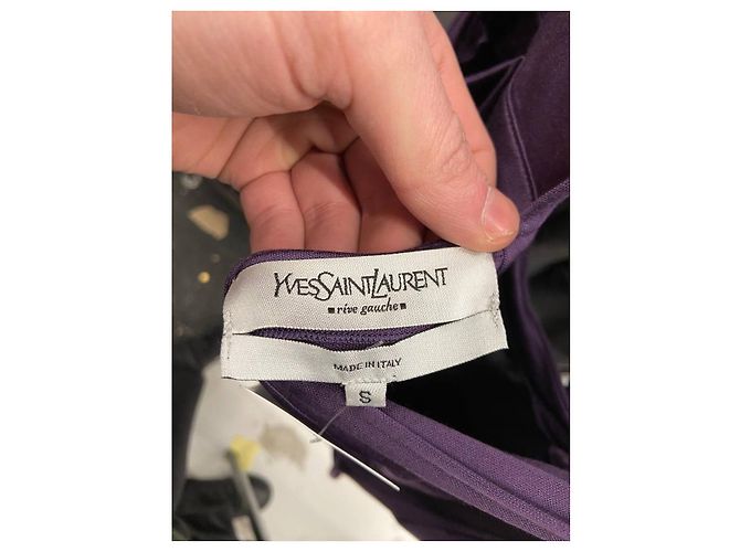 Saint Laurent violettes 100% Seidenkleid mit Gürtel - Größe S Gebraucht - Ansicht 5