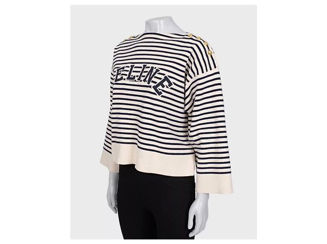 Céline Pull en tricot oversize à rayures Celine Taille M D'occasion - vue 2