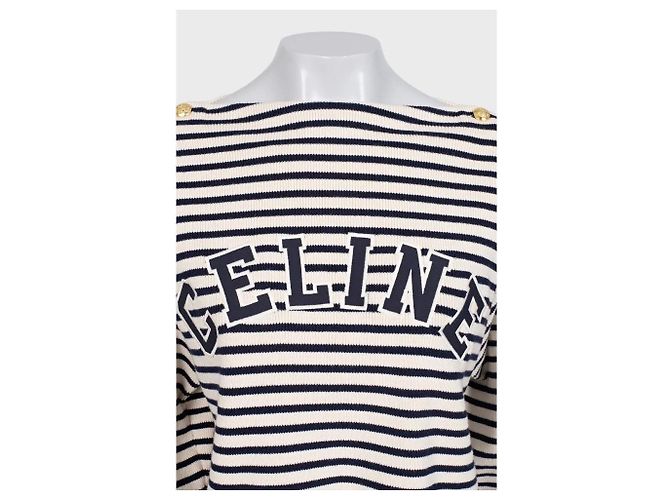 Céline Pull en tricot oversize à rayures Celine Taille M D'occasion - vue 4