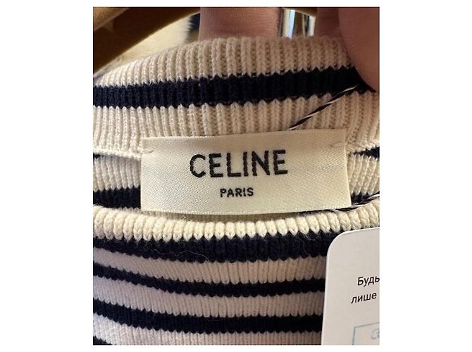 Céline Pull en tricot oversize à rayures Celine Taille M D'occasion - vue 5
