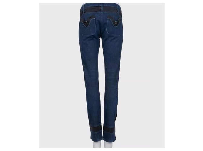 Jeans skinny Chanel azul oscuro con paneles de acento Talla 38 Usado - vista 3