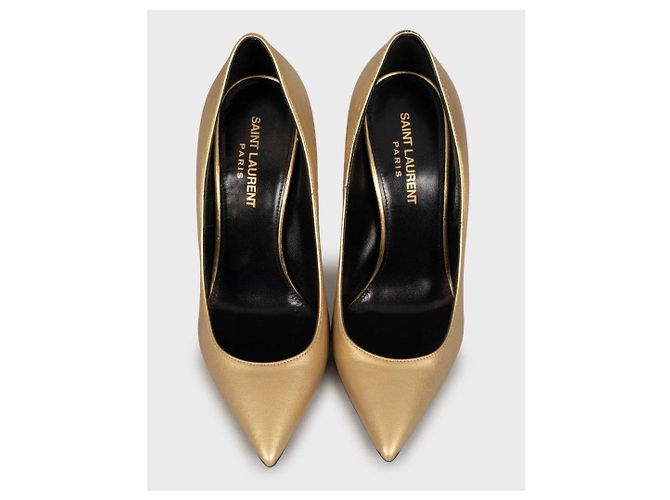 Goldene Lederabsätze Opyum von Saint Laurent - Größe 36,5 Gebraucht - Ansicht 2