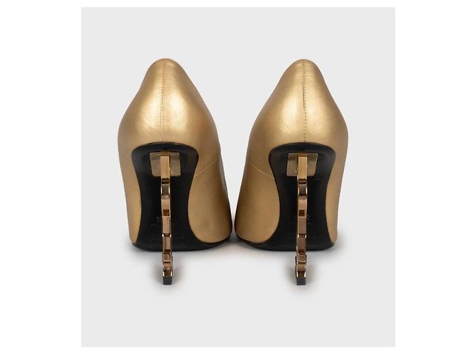 Goldene Lederabsätze Opyum von Saint Laurent - Größe 36,5 Gebraucht - Ansicht 4