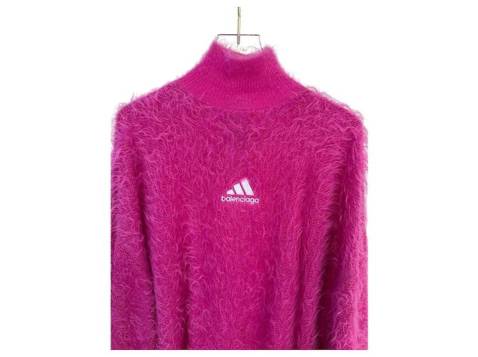 Balenciaga Helles Pink Strick Tunika Pullover mit hohem Kragen Größe L Gebraucht - Ansicht 3