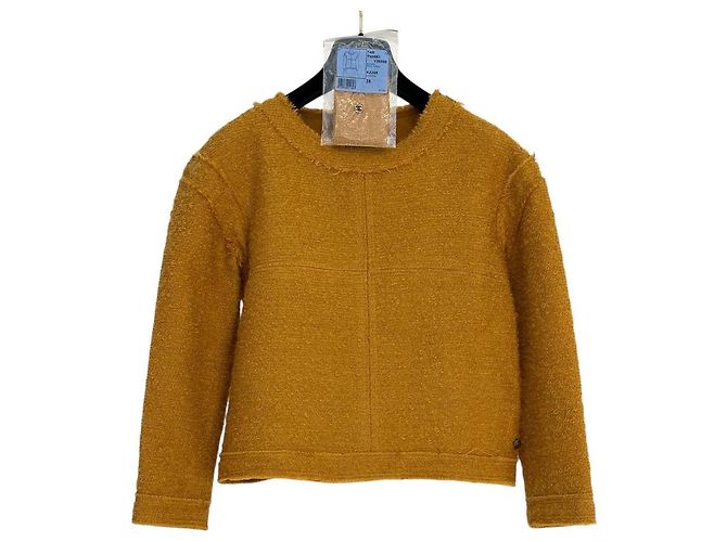 Chanel Senfgelb Tweed Langarmtop - Gr. 38 gebraucht - Ansicht 4