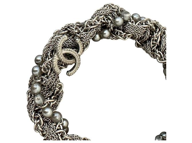 Collana a catena argento multi-strato Chanel A18 usata - vista 3
