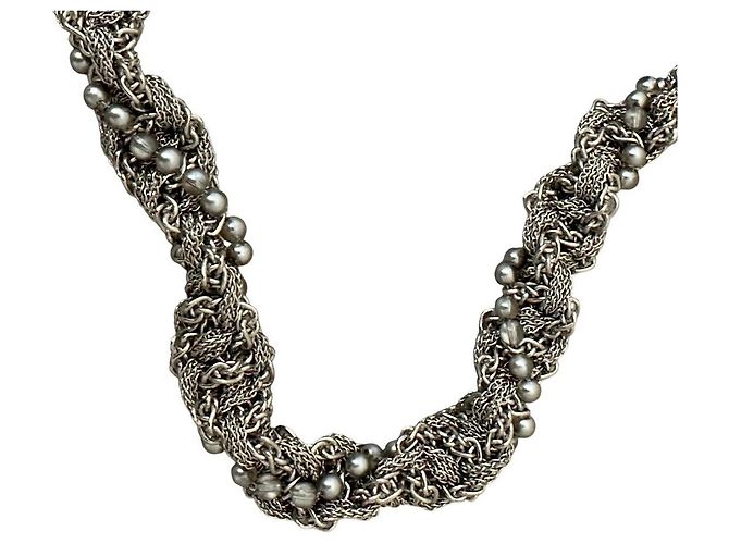 Collana a catena argento multi-strato Chanel A18 usata - vista 4