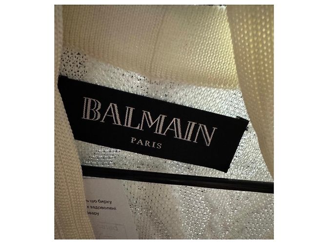 Balmain weißer Wickelcardigan mit Gürtel - Größe 36/S Gebraucht - Ansicht 5