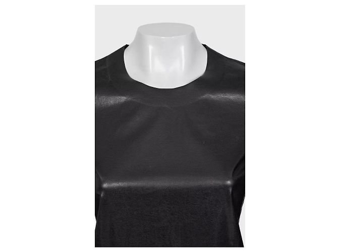 Céline Celine gerade Langarmoberteil mit Eco-Lederdetails, S gebraucht - Ansicht 4