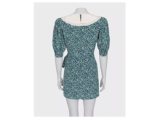 Alessandra Rich Blaues Blumen-Seidenkleid Größe 40 Gebraucht - Ansicht 3