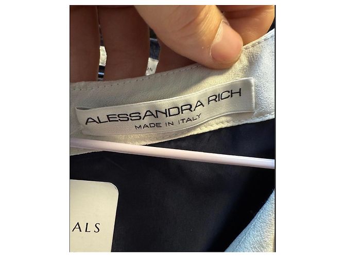 Alessandra Rich Blaues Blumen-Seidenkleid Größe 40 Gebraucht - Ansicht 5