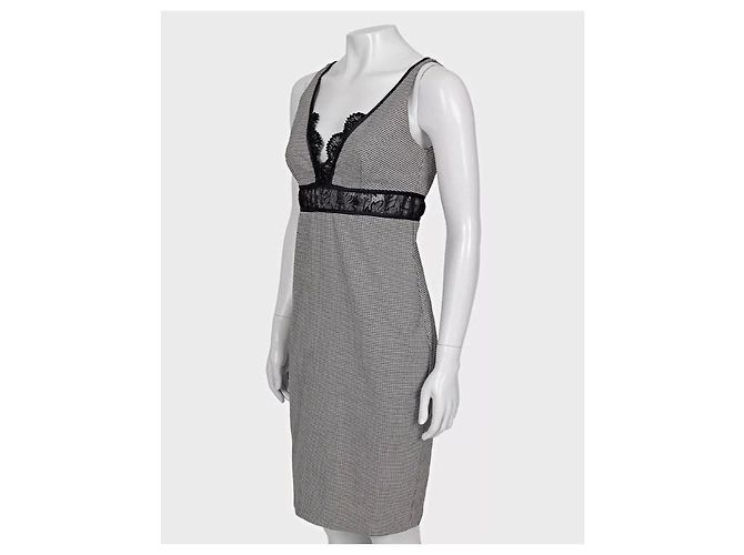 Roberto Cavalli Schwarz & Weiß Spitzen-Wollmischung Kleid Größe 42/M Gebraucht - Ansicht 2