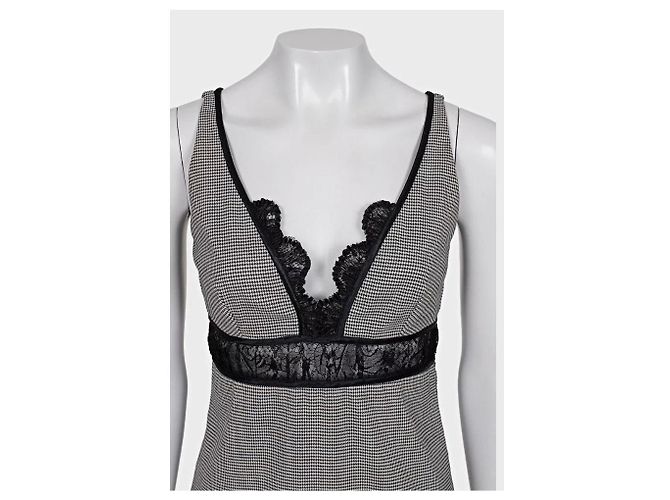 Roberto Cavalli Schwarz & Weiß Spitzen-Wollmischung Kleid Größe 42/M Gebraucht - Ansicht 4