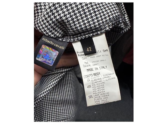 Roberto Cavalli Schwarz & Weiß Spitzen-Wollmischung Kleid Größe 42/M Gebraucht - Ansicht 5
