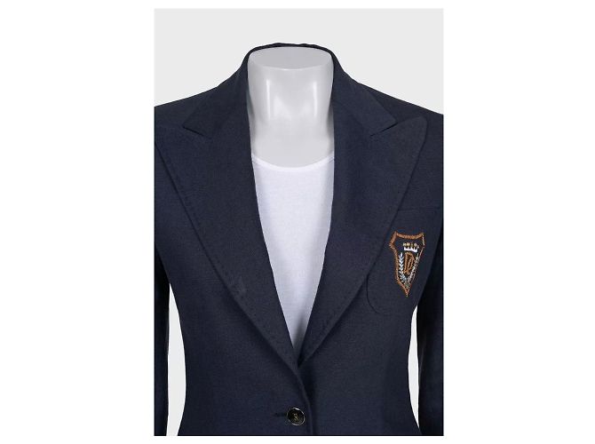 Dolce & Gabbana blaue, bestickte, taillierte Leinenjacke - IT38/XS gebraucht - Ansicht 3