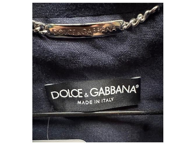 Dolce & Gabbana blaue, bestickte, taillierte Leinenjacke - IT38/XS gebraucht - Ansicht 5