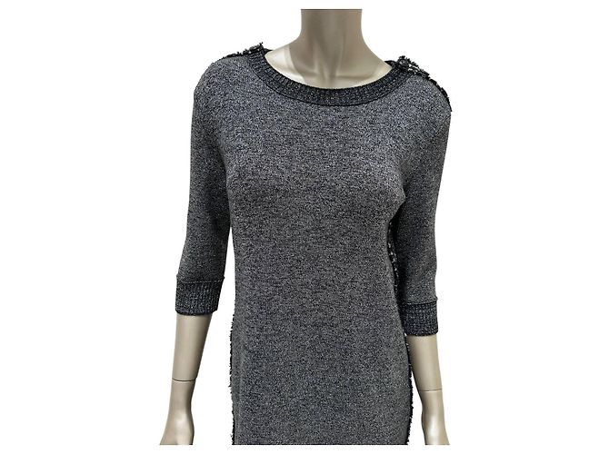 Grau Wolle Cashmere Shift Kleid Chanel Pre-Fall 2017 Größe 38 gebraucht - Ansicht 4