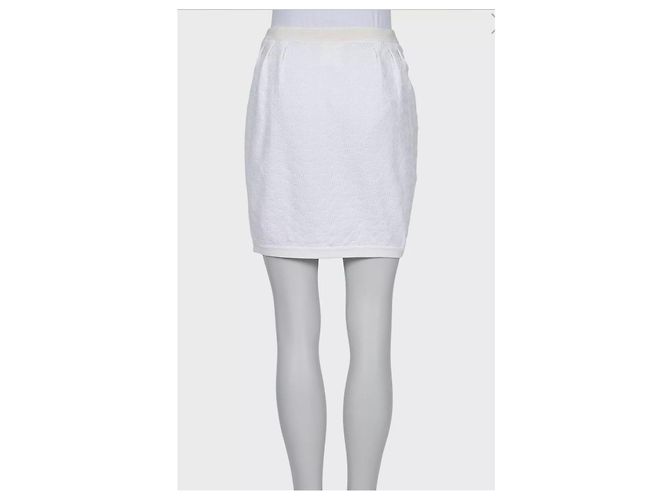 Falda Slim de Algodón Blanco Chic Chanel Talla 40/L de segunda mano - vista 3