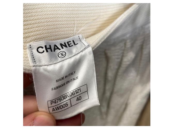 Falda Slim de Algodón Blanco Chic Chanel Talla 40/L de segunda mano - vista 5