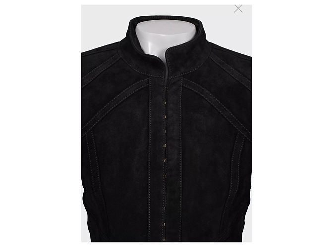 Balmain Black Suede Jacket with Gold Hardware - Size 38 Pre-owned - view 4