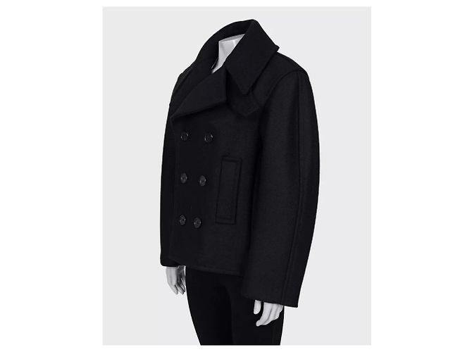 Abrigo de Lana Negro Saint Laurent Forro de Seda - XL Usado - vista 2