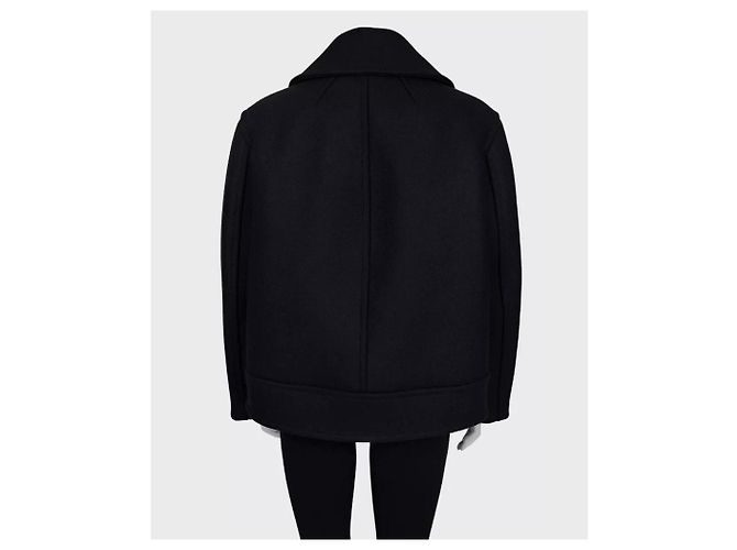 Abrigo de Lana Negro Saint Laurent Forro de Seda - XL Usado - vista 3