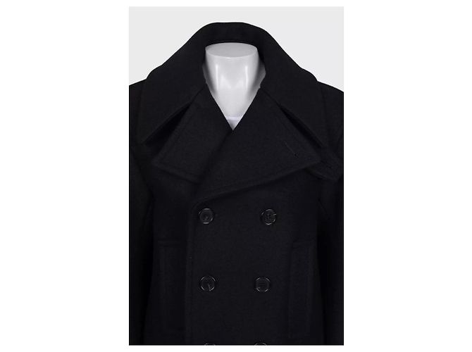 Abrigo de Lana Negro Saint Laurent Forro de Seda - XL Usado - vista 4
