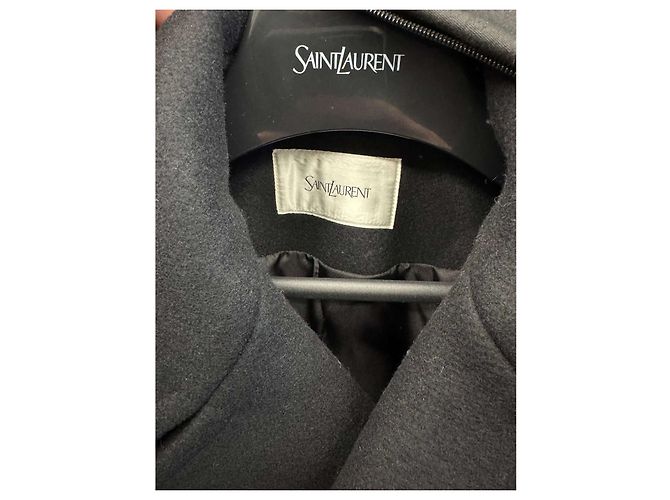 Abrigo de Lana Negro Saint Laurent Forro de Seda - XL Usado - vista 5