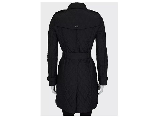 Burberry Black Quilted Belted Coat - Size XS (IT38) Pre-owned - view 3