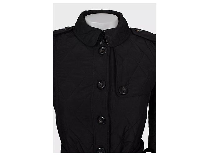 Burberry Black Quilted Belted Coat - Size XS (IT38) Pre-owned - view 4