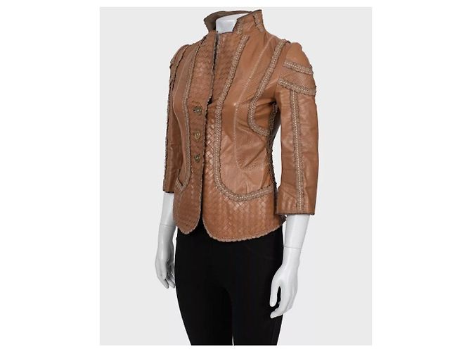 Bottega Veneta braune Lederjacke - Größe IT40 / S gebraucht - Ansicht 2